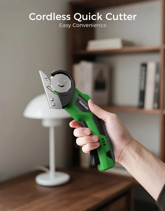 Alt view image 7 of 7 - Cordless Electric Scissors, 4V Cardboard Cutter with 2 Blades, LED Light | Electric Box Cutter for Cardboard, Packaging & DIY | Up to 320RPM Cutting | 2000mAh Rechargeable Battery | Safety Lock