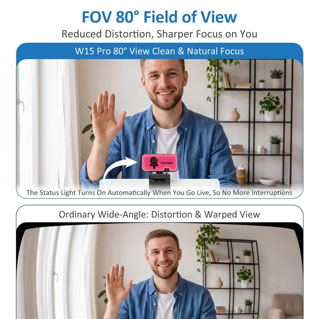 Alt view image 4 of 7 - Webcam with Light, 2K Web Camera for Desktop Computer | Fixed Focus, 80° FOV, USB Plug and Play, PC Web Cam for Video Calls, Online Meetings (4 Buttons-Adjust Brightness/Flip/Zoom)