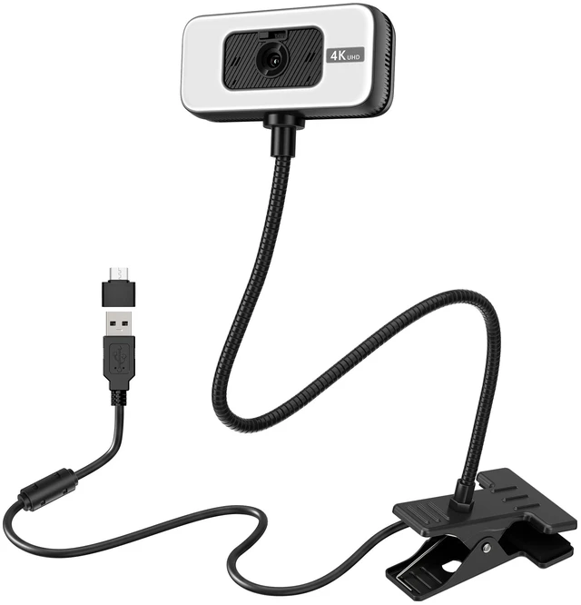 Main image of Webcam for PC, 4K 30 FPS Streaming Camera with Light, for Desktop/Laptop | Computer Webcam with Microphone, Plug and Play USB Web Cam with Bracket, for Zoom Team Google Meet Webex OBS