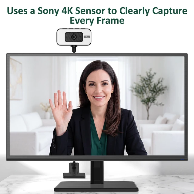 Alt view image 2 of 7 - Webcam for PC, 4K 30 FPS Streaming Camera with Light, for Desktop/Laptop | Computer Webcam with Microphone, Plug and Play USB Web Cam with Bracket, for Zoom Team Google Meet Webex OBS