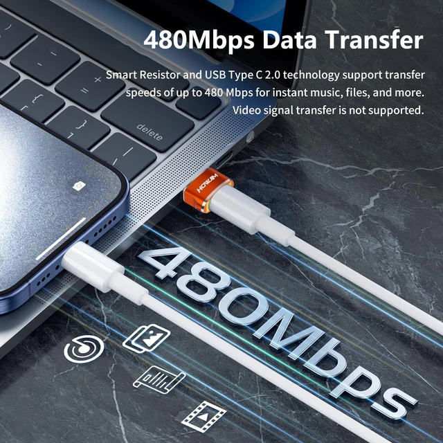 Alt view image 3 of 7 - USB to USB C Adapter 4 Pack,USB C Female to A Male Charger Converter | Fast Charging and Data Transfer,for Pad Pro Phone 15/16/17/18 Pro Max G-alaxy Smartphone Laptop Tablet Orange