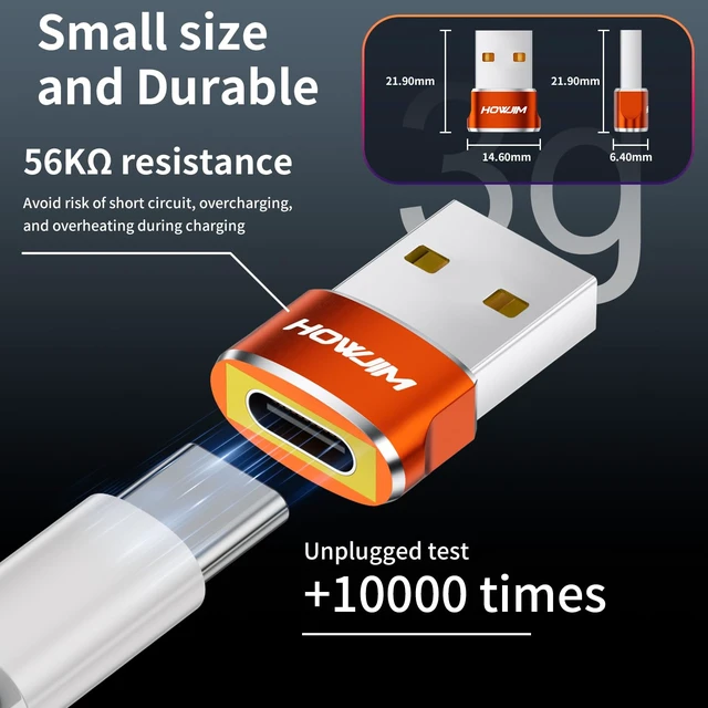 Alt view image 4 of 7 - USB to USB C Adapter 4 Pack,USB C Female to A Male Charger Converter | Fast Charging and Data Transfer,for Pad Pro Phone 15/16/17/18 Pro Max G-alaxy Smartphone Laptop Tablet Orange