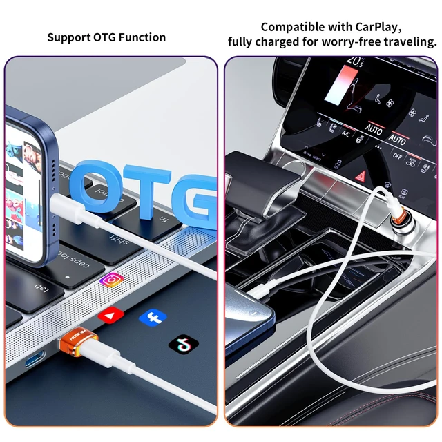 Alt view image 6 of 7 - USB to USB C Adapter 4 Pack,USB C Female to A Male Charger Converter | Fast Charging and Data Transfer,for Pad Pro Phone 15/16/17/18 Pro Max G-alaxy Smartphone Laptop Tablet Orange