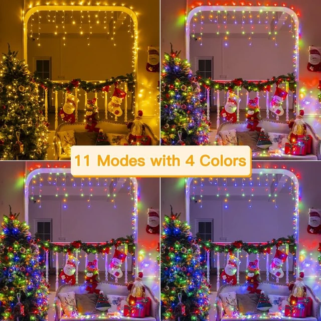 Alt view image 4 of 7 - Icicle Lights for Outside, 306LED 25FT Waterproof Christmas Light | Connectable Plug in, Remote 11Modes Timers Dimmable Hanging Lights for Outdoor Indoor House Roof Holiday Decor Color Changing