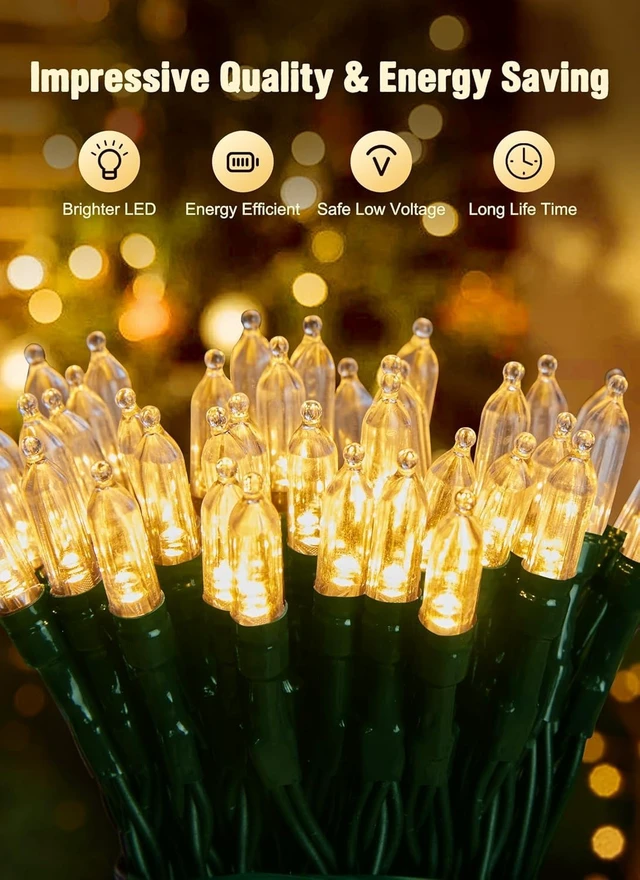 Alt view image 2 of 7 - 8ft 20LED Battery Operated Christmas String Lights with Timer | Warm White Mini Christmas Tree Lights for Indoor Outdoor Bedroom Wedding Party Holiday Xmas Decoration