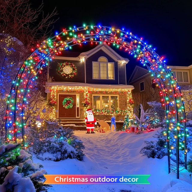 Alt view image 3 of 7 - 600 LED Solar Christmas Lights Outdoor, 206.7 ft, Multi-Colored | Christmas Lights Outdoor Waterproof, 8 Modes Solar String Lights for Outside Garden Yard Patio Tree Xmas Decorations