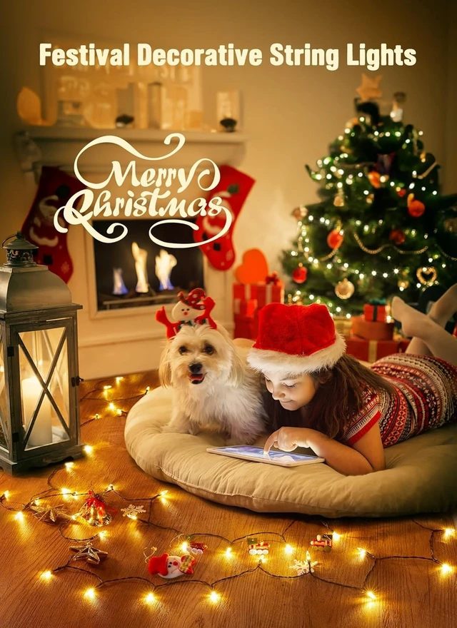Alt view image 6 of 7 - 8ft 20LED Battery Operated Christmas String Lights with Timer | Warm White Mini Christmas Tree Lights for Indoor Outdoor Bedroom Wedding Party Holiday Xmas Decoration