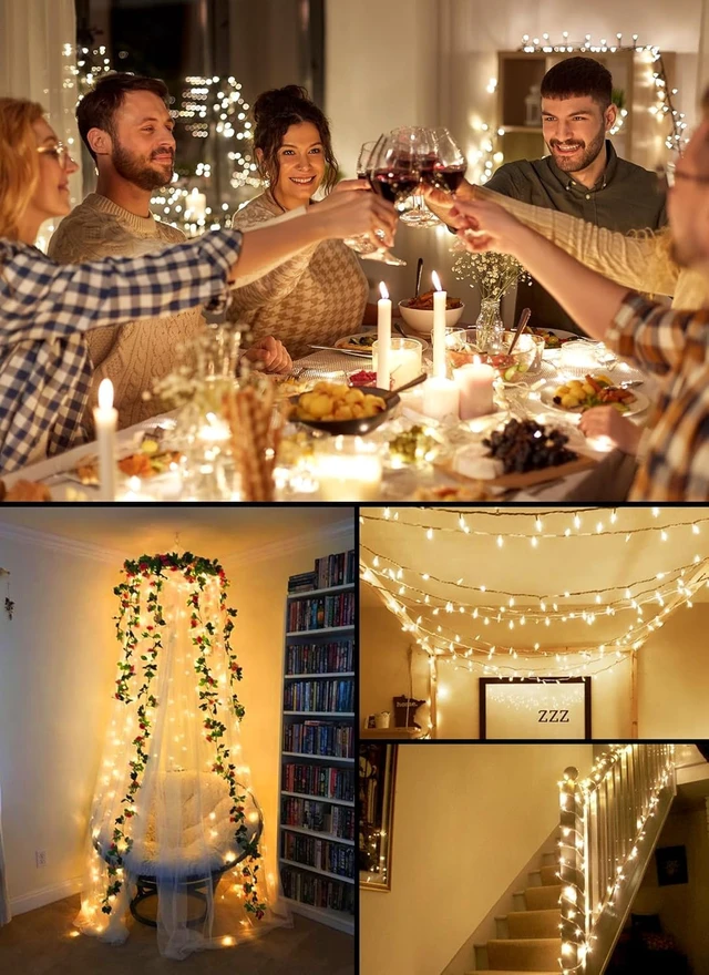 Alt view image 5 of 7 - 8ft 20LED Battery Operated Christmas String Lights with Timer | Warm White Mini Christmas Tree Lights for Indoor Outdoor Bedroom Wedding Party Holiday Xmas Decoration
