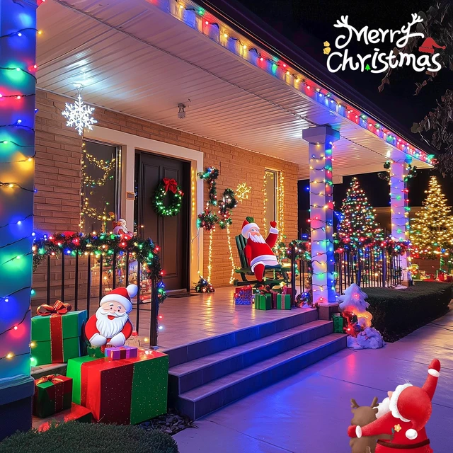 Alt view image 6 of 7 - 600 LED Solar Christmas Lights Outdoor, 206.7 ft, Multi-Colored | Christmas Lights Outdoor Waterproof, 8 Modes Solar String Lights for Outside Garden Yard Patio Tree Xmas Decorations