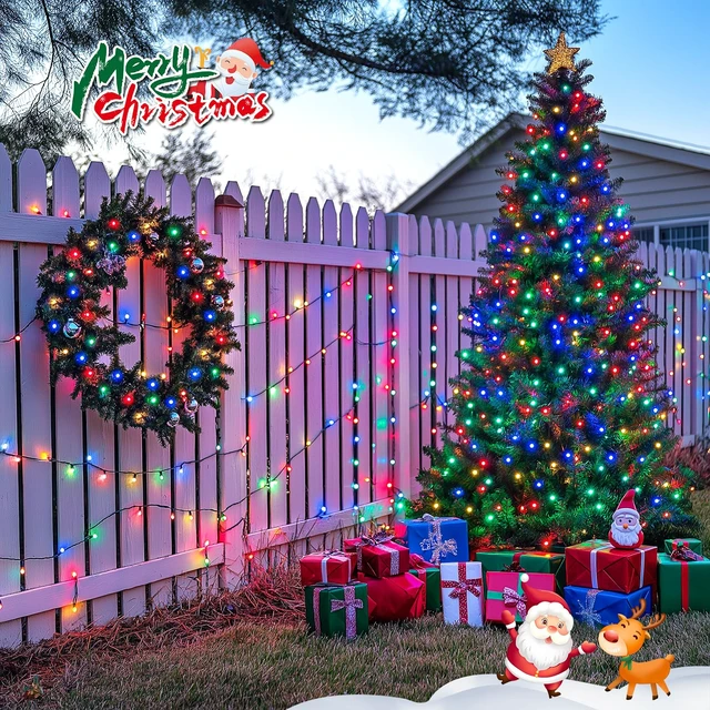 Alt view image 7 of 7 - 600 LED Solar Christmas Lights Outdoor, 206.7 ft, Multi-Colored | Christmas Lights Outdoor Waterproof, 8 Modes Solar String Lights for Outside Garden Yard Patio Tree Xmas Decorations