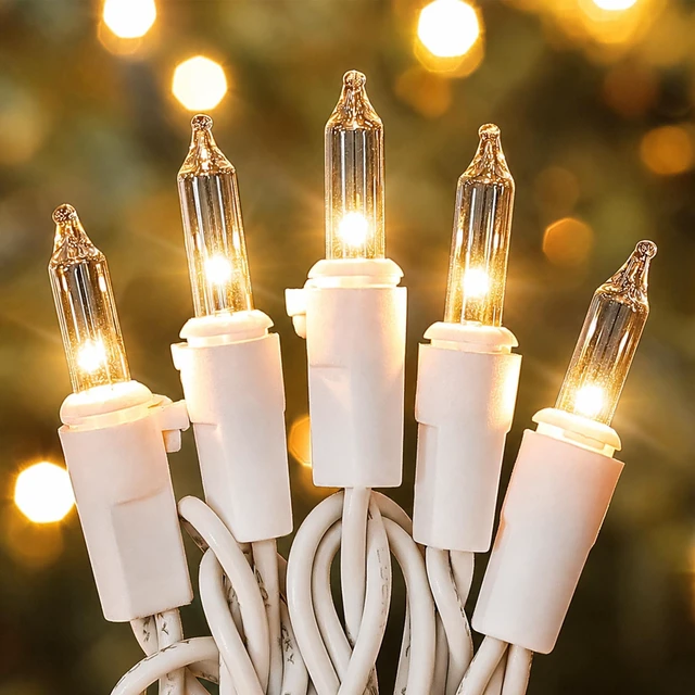 Main image of Clear Christmas Lights, 50 Count White Christmas Lights Plug in | 13FT Incandescent Bulb Mini String Lights on White Wire, Connectable for Christmas Tree, Bedroom, Mantel, Dorm, Holiday Decor