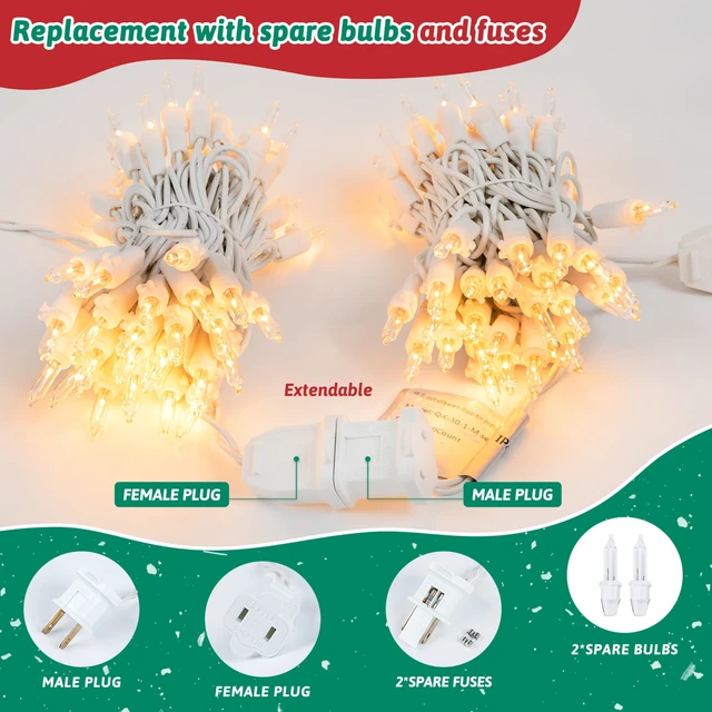 Alt view image 5 of 7 - Clear Christmas Lights, 50 Count White Christmas Lights Plug in | 13FT Incandescent Bulb Mini String Lights on White Wire, Connectable for Christmas Tree, Bedroom, Mantel, Dorm, Holiday Decor