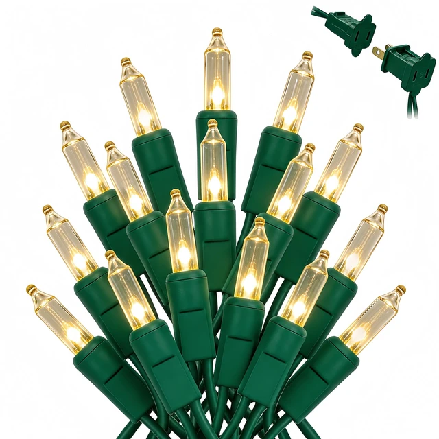 Main image of Christmas Lights Clear White 100 Count Incandescent String Light UL Certified Connectable 21feet Christmas Tree Lights for Indoor Outdoor Wedding Christmas Decorations Valentines Day Decor Green Wire