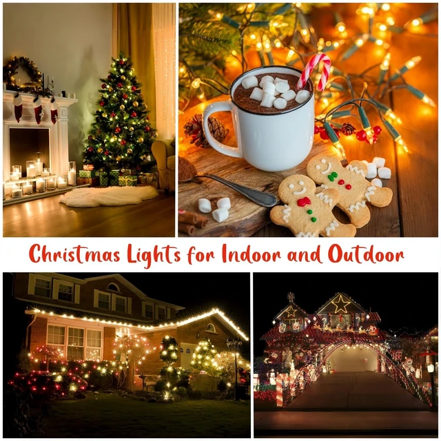 Alt view image 6 of 6 - Christmas Lights Clear White 100 Count Incandescent String Light UL Certified Connectable 21feet Christmas Tree Lights for Indoor Outdoor Wedding Christmas Decorations Valentines Day Decor Green Wire