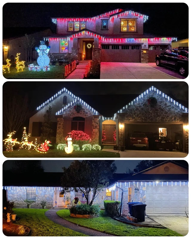 Alt view image 2 of 7 - Icicle Lights Outdoor with Clips, 20ft 100 LED 20 Tubes Twinkling White Christmas String Lights, Connectable Waterproof Hanging Icicle String Light Plug in for Eave Holiday Outdoor