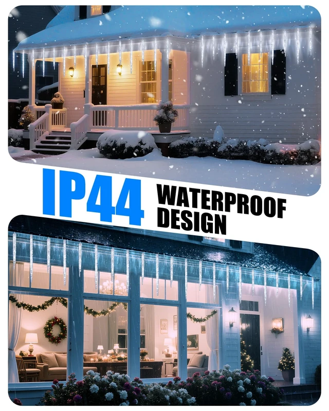 Alt view image 7 of 7 - Icicle Lights Outdoor with Clips, 20ft 100 LED 20 Tubes Twinkling White Christmas String Lights, Connectable Waterproof Hanging Icicle String Light Plug in for Eave Holiday Outdoor