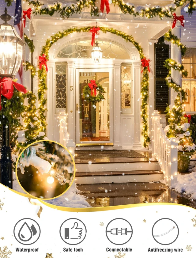 Alt view image 7 of 7 - Clear Christmas Lights, 13 FT 50 Count String Lights White Wire | Plug-in Incandescent Mini Light Connectable Indoor Outdoor for Christmas Tree Garland Wedding Party Bedroom Decor,Warm White