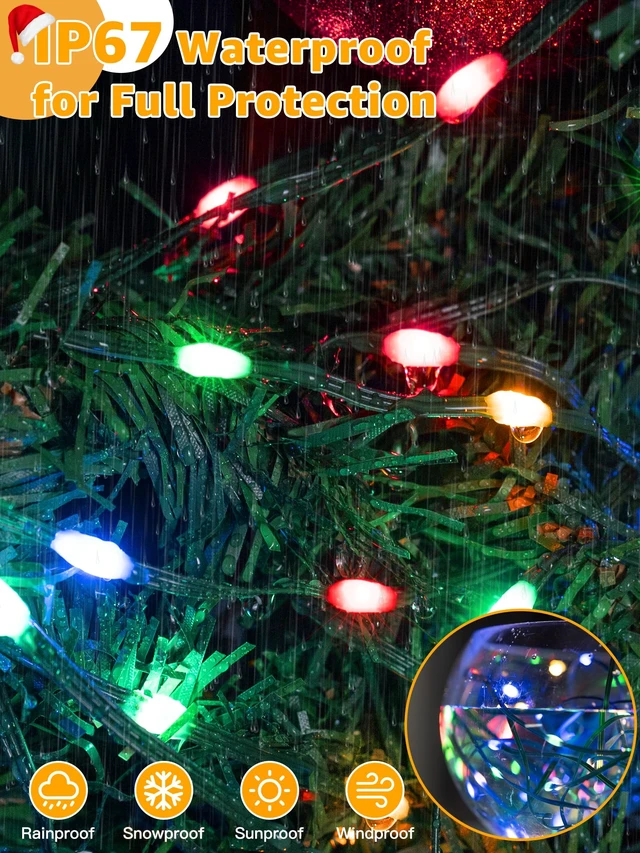 Alt view image 5 of 7 - Christmas Lights 1200 LED 394 FT, Waterproof Outdoor String Lights with 8 Modes, Fairy Lights for Holiday Decor (Multicolor)