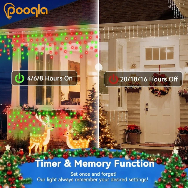 Alt view image 5 of 7 - 35 Colors Icicle Lights for Outside, 88FT Icicle Christmas Lights | Outdoor Roof Christmas Lights with Remote, Color Changing LED Hanging String Lights for Roof Window Halloween Decorations