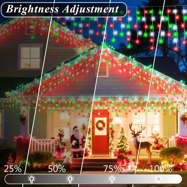 Alt view image 7 of 7 - 35 Colors Icicle Lights for Outside, 88FT Icicle Christmas Lights | Outdoor Roof Christmas Lights with Remote, Color Changing LED Hanging String Lights for Roof Window Halloween Decorations