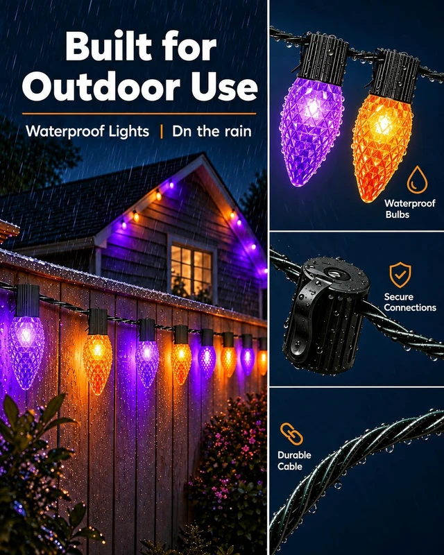 Alt view image 5 of 7 - 66FT 100 LEDs Smart RGB C9 Christmas String Lights Outdoor | App Control, 125 Modes, Color Changing, IP65 Waterproof, Connectable, Music Sync, Timer for Roofline Yard Patio Decorations
