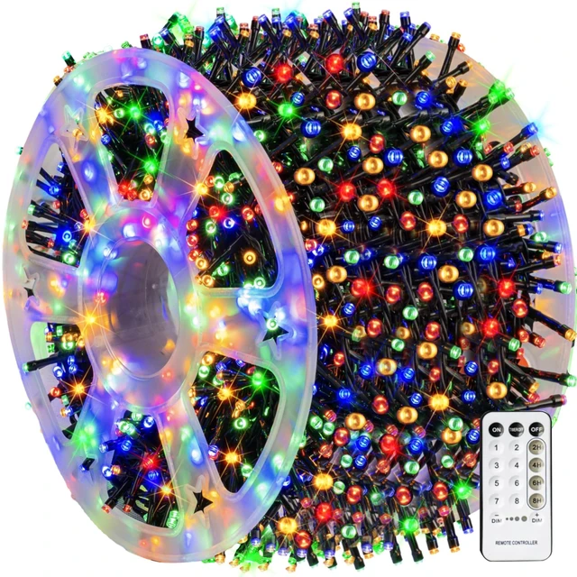 Main image of Outdoor Christmas String Lights, 1000 LED 328 FT Plug in Fairy Light with Remote Control 8 Modes & Timer, Waterproof Decoration for Home Garden Yard Xmas Wedding, Multi-Colored