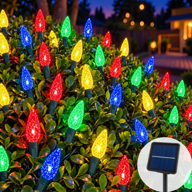 Main image of C6 Solar Christmas Lights Outdoor, 50 LED 23FT Multicolor String Lights, 8 Modes, Waterproof String Lights for Christmas Tree, Garden, Fence, Yard and Patio Decorations