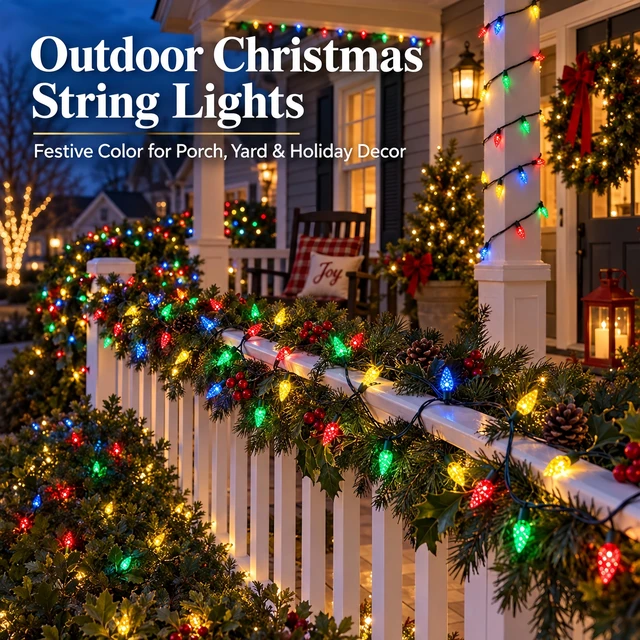 Alt view image 7 of 7 - C6 Solar Christmas Lights Outdoor, 50 LED 23FT Multicolor String Lights, 8 Modes, Waterproof String Lights for Christmas Tree, Garden, Fence, Yard and Patio Decorations
