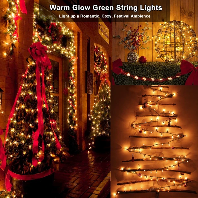 Alt view image 4 of 6 - Clear Christmas Lights Outdoor 300 Count Incandescent Light String | Warm White; Connectable; 69.6ft Green Wire; UL Certified; Mini Xmas Tree Light Indoor Outside Christmas Holiday Party Decor