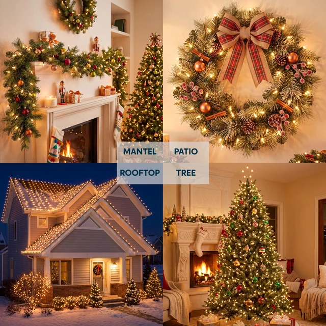 Alt view image 3 of 7 - Clear Christmas String Lights Indoor,100 Count Mini White Fairy Light Outdoor,19.4 FT Decor for Patio Dorm Classroom Bedroom Holiday Wedding Party Garland Birthday Festival,Green Wire