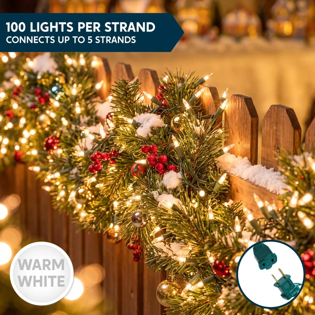 Alt view image 5 of 7 - Clear Christmas String Lights Indoor,100 Count Mini White Fairy Light Outdoor,19.4 FT Decor for Patio Dorm Classroom Bedroom Holiday Wedding Party Garland Birthday Festival,Green Wire