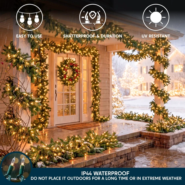 Alt view image 4 of 7 - Clear Christmas String Lights Indoor,100 Count Mini White Fairy Light Outdoor,19.4 FT Decor for Patio Dorm Classroom Bedroom Holiday Wedding Party Garland Birthday Festival,Green Wire