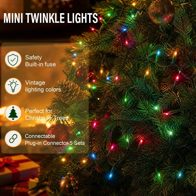 Alt view image 2 of 7 - Multi-Colored Christmas Mini String Lights, 20FT 100 Count Incandescent Waterproof Fairy Lights Plug in, Connectable Christmas Decorations for Indoor Outdoor Home Party Garden Yard