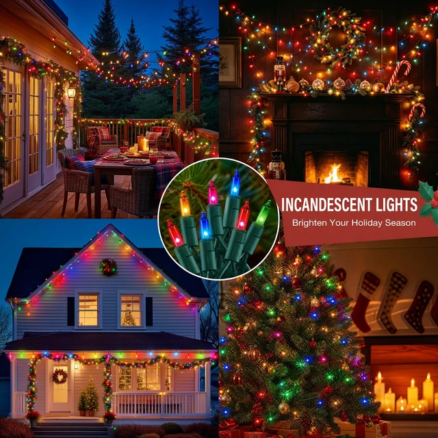 Alt view image 7 of 7 - Multi-Colored Christmas Mini String Lights, 20FT 100 Count Incandescent Waterproof Fairy Lights Plug in, Connectable Christmas Decorations for Indoor Outdoor Home Party Garden Yard