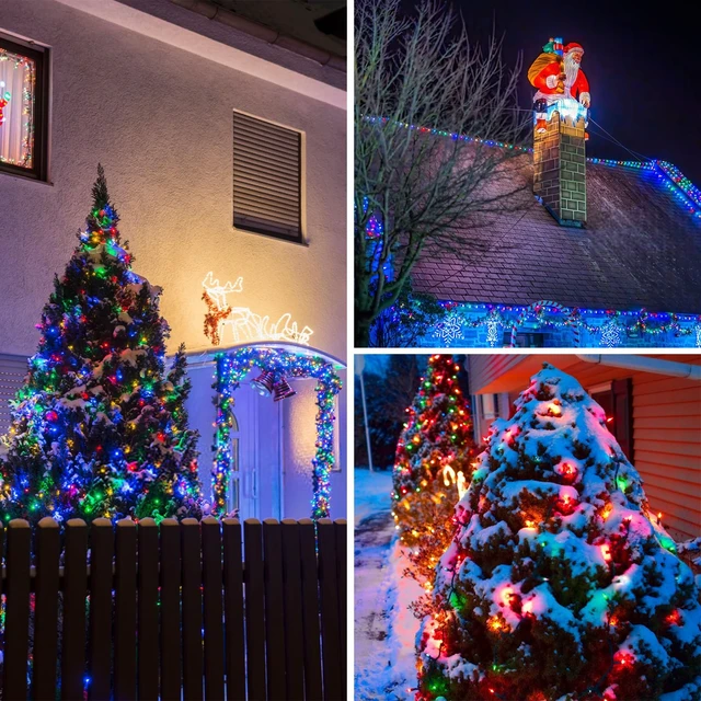 Alt view image 3 of 7 - Solar String Lights Outdoor 2Pack 500LED 180FT Christmas Lights Multicolor | Total 180FT Flexible Wire With Bright LEDs, 8 Twinkle Modes with Memory, Auto On/Off Easily Decorates Trees, Fences, Garden