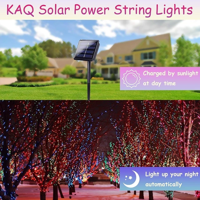 Alt view image 4 of 7 - Solar String Lights Outdoor 2Pack 500LED 180FT Christmas Lights Multicolor | Total 180FT Flexible Wire With Bright LEDs, 8 Twinkle Modes with Memory, Auto On/Off Easily Decorates Trees, Fences, Garden