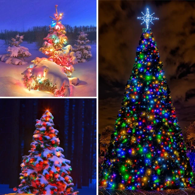 Alt view image 6 of 7 - Solar String Lights Outdoor 2Pack 500LED 180FT Christmas Lights Multicolor | Total 180FT Flexible Wire With Bright LEDs, 8 Twinkle Modes with Memory, Auto On/Off Easily Decorates Trees, Fences, Garden
