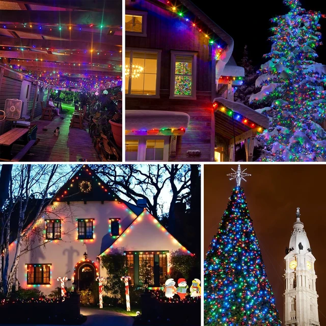 Alt view image 7 of 7 - Solar String Lights Outdoor 2Pack 500LED 180FT Christmas Lights Multicolor | Total 180FT Flexible Wire With Bright LEDs, 8 Twinkle Modes with Memory, Auto On/Off Easily Decorates Trees, Fences, Garden