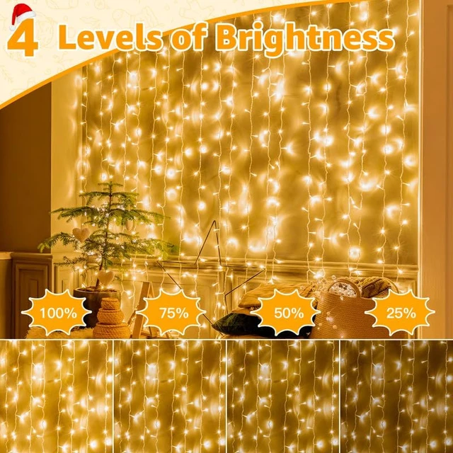 Alt view image 4 of 7 - Christmas Lights Outdoor 800LED 262FT, Warm White Plug in Fairy Light | with Remote, 8 Modes Waterproof Timers Dimmable LED String Lights for Indoor House Outside Bedroom Patio Balcony