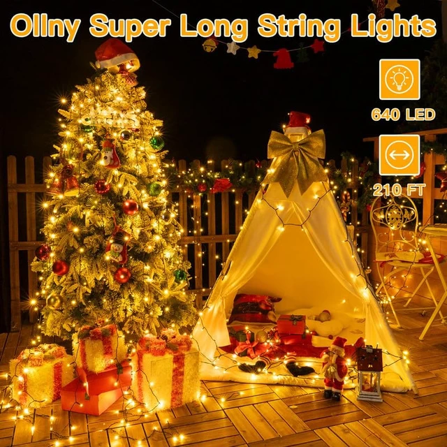 Alt view image 2 of 7 - 210FT 640LED Color Changing Christmas Lights with Remote, 11 Modes | Warm White & Multicolor Outdoor Christmas Lights, Dimmable 3 Timer, IP44 Waterproof for Indoor House Outside
