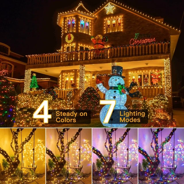 Alt view image 3 of 7 - 210FT 640LED Color Changing Christmas Lights with Remote, 11 Modes | Warm White & Multicolor Outdoor Christmas Lights, Dimmable 3 Timer, IP44 Waterproof for Indoor House Outside