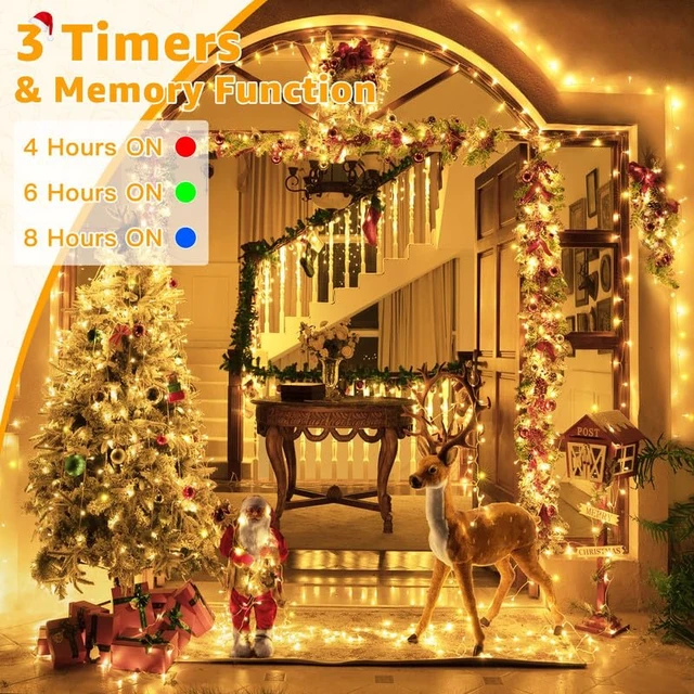 Alt view image 6 of 7 - Christmas Lights Outdoor 800LED 262FT, Warm White Plug in Fairy Light | with Remote, 8 Modes Waterproof Timers Dimmable LED String Lights for Indoor House Outside Bedroom Patio Balcony