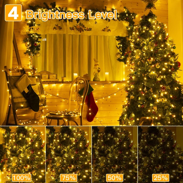 Alt view image 7 of 7 - 210FT 640LED Color Changing Christmas Lights with Remote, 11 Modes | Warm White & Multicolor Outdoor Christmas Lights, Dimmable 3 Timer, IP44 Waterproof for Indoor House Outside