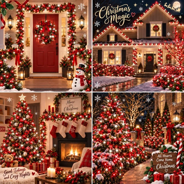 Alt view image 2 of 7 - Connectable 2-Pack 164Ft 400LED Christmas String Lights, Red & White | 13 Modes and Timer; IP44 Waterproof Green Wire Twinkle Lights for Indoor Outdoor Christmas Trees, Porches, Patios and Gardens