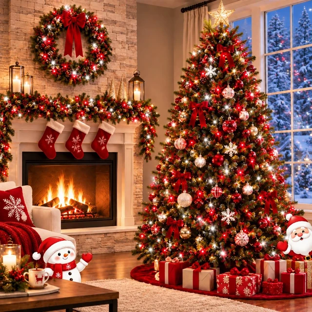 Alt view image 3 of 7 - Connectable 2-Pack 164Ft 400LED Christmas String Lights, Red & White | 13 Modes and Timer; IP44 Waterproof Green Wire Twinkle Lights for Indoor Outdoor Christmas Trees, Porches, Patios and Gardens
