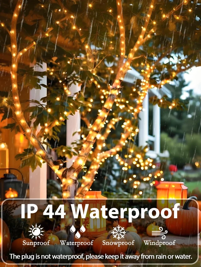 Alt view image 4 of 7 - Extendable Christmas String Lights Indoor Outdoor 75.8FT 200 LED Warm White | Green Wire Ultra-bright,8 Modes,Timer and Memory Function,UL Certified Fairy Twinkle Lights Waterproof for Xmas Tree Decor