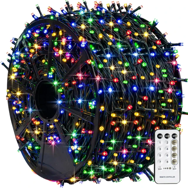 Main image of 1000 LED Christmas Lights, 328FT Christmas Tree Lights Outdoor Plug in with 8 Modes, Remote Waterproof Xmas String Lights Indoor Decorations for House Yard Decor, Multi-Colored