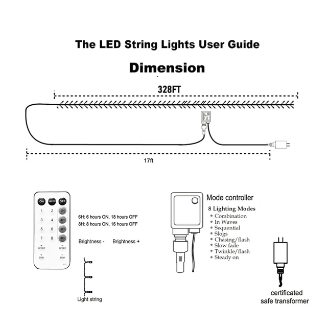 Alt view image 2 of 7 - 1000 LED Christmas Lights, 328FT Christmas Tree Lights Outdoor Plug in with 8 Modes, Remote Waterproof Xmas String Lights Indoor Decorations for House Yard Decor, Multi-Colored