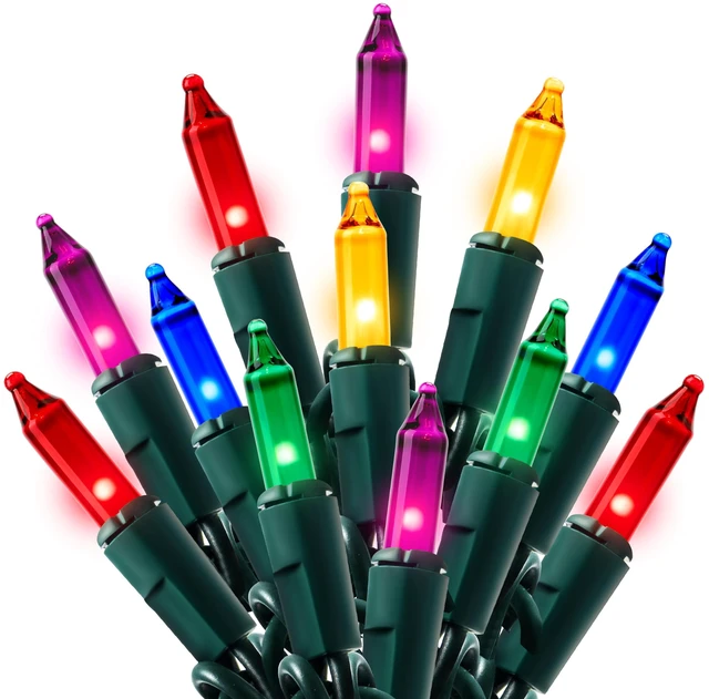 Main image of Multicolor Christmas String Lights,100 Count 21.4FT Christmas Fairy Tree Lights Plug in for Indoor Outdoor Xmas Decorations Patio Holiday Theme Party Yard House,Green Wire