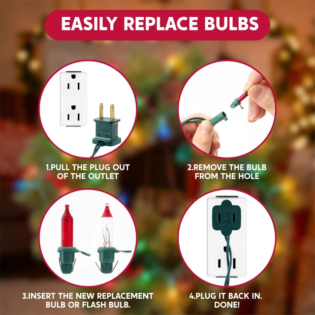 Alt view image 6 of 7 - Multicolor Christmas String Lights,100 Count 21.4FT Christmas Fairy Tree Lights Plug in for Indoor Outdoor Xmas Decorations Patio Holiday Theme Party Yard House,Green Wire
